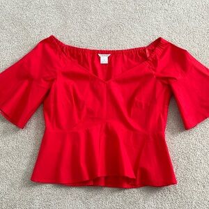 Club Monaco Off-Shoulder Red Top